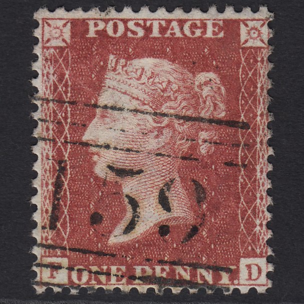 GB QV 1857 1d Rose-red (Plate 47) SG40-C10(1) FD VFU Glasgow 159