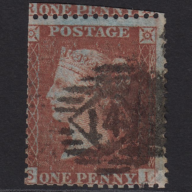 GB QV 1855 1d Red-brown (Plate 23) C7(1) SL SF London IS 14 Tear