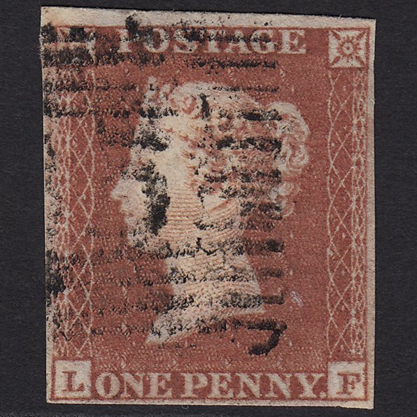 GB QV 1841 1d (Plate 125) SG8-B2(1) LF FU 4M Imperf Lavender Paper Bs91e