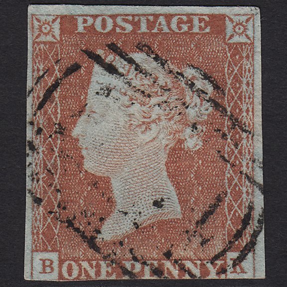 GB QV 1841 1d Pale Red-brown (Plate 52) SG9-B1(3) BK FU 3m Light Cancel