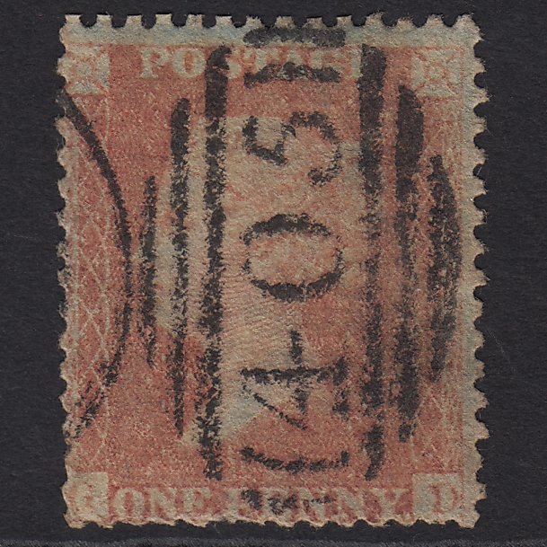 GB QV 1857 1d Orange-red (Plate 47) SGC8(7) GD GU Ipswich 405