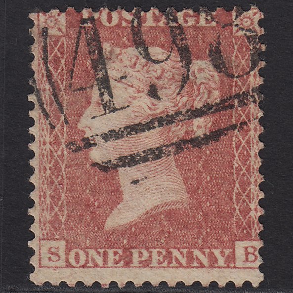 GB QV 1857 1d Pale Rose (Plate 42) SG39-C10(3) SB FU Manchester 498