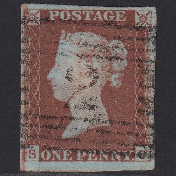 GB QV 1841 1d Red-brown (Plate 66) SG8-B1(1) SC GU 4M Imperf Aberfeldy 2