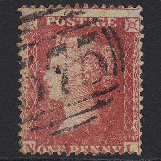 GB QV 1857 1d Rose-red (Plate 60) SG40-C10(1) NL GU Norwich 575 Large Misperf