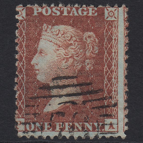 GB QV 1856 1d Red-brown (Plate 38) SG29-C8(1) PA FU London D&S 76 Misperf