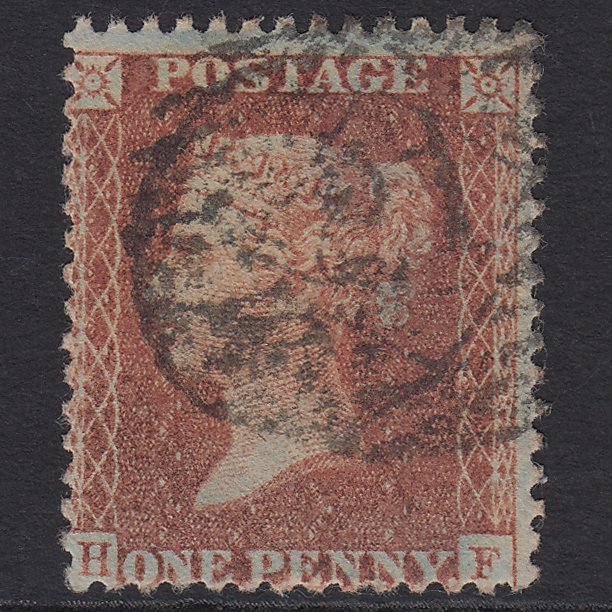 GB QV 1856 1d Red-brown (Plate 32) SG29-C8(1) HF GU London IS Cancel Misperf
