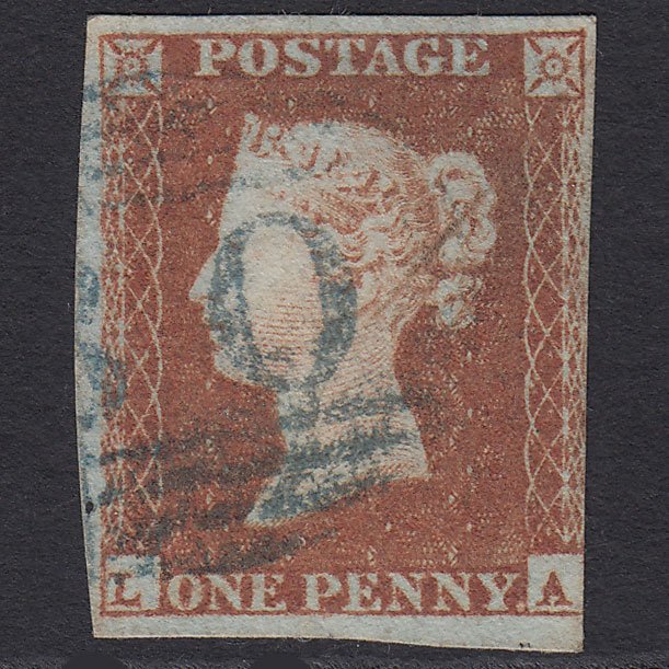 GB QV 1841 1d Red-brown Pl 89 SG8-B1(1) LA FU 3m Imperf Blue Bedale 60