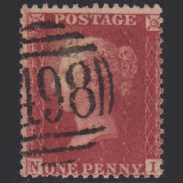 GB QV 1857 1d Deep Rose-red (Plate 59) SG41-C10(4) NI GU Manchester 498 Spoon