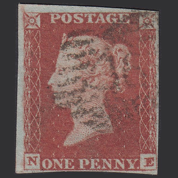 GB QV 1841 1d Red-brown (Plate 82) SG8-B1(1) NE FU 4M Imperf London IS 18
