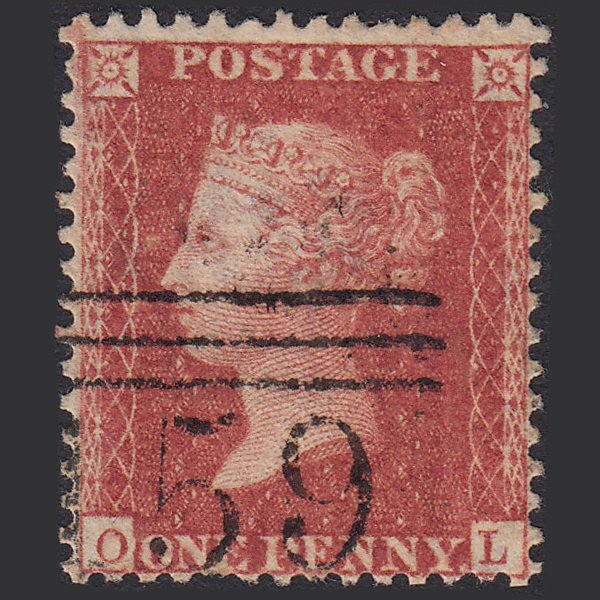 GB QV 1857 1d Rose-red (Plate 59) SG40-C10(1) OL GU Glasgow 159