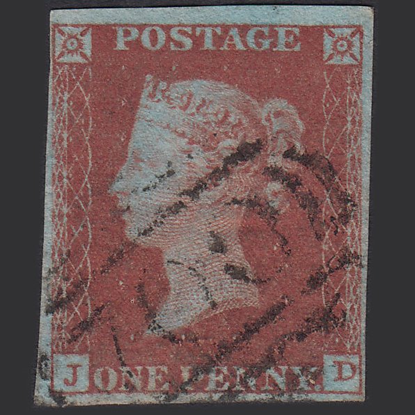 GB QV 1841 1d Very Blued (Plate 126) SG8a-B1(2) JD GU 4M Sheffield 700