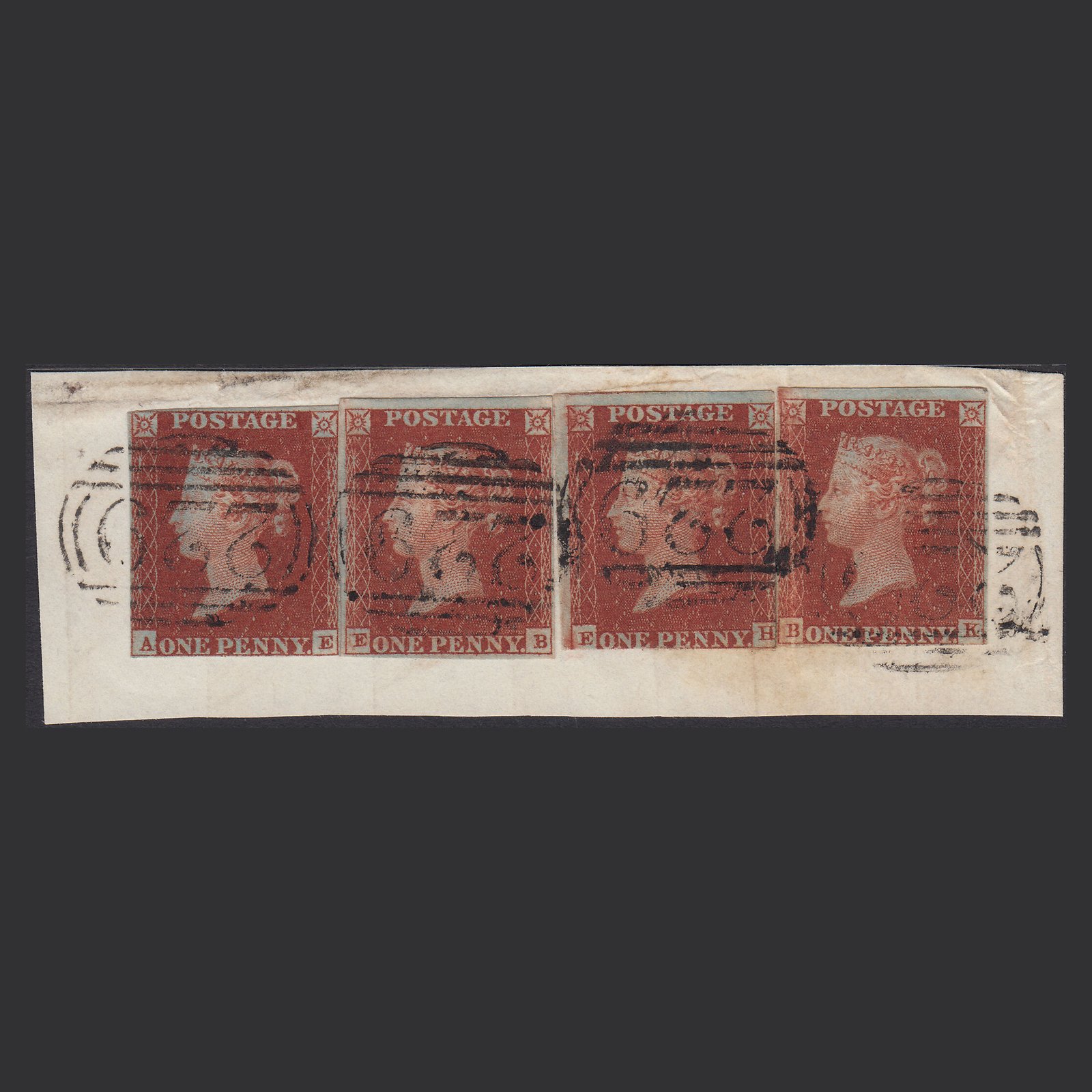 GB QV 1841 1d (Plate 46) SG8-B1(1) AE-EB-EH-BK GU Crediton 229 on Piece