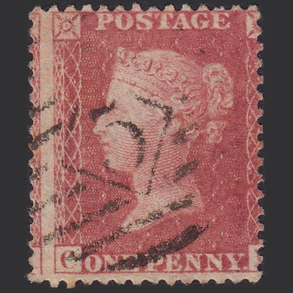 GB QV 1863 1d Rose-red (Plate 50) SG42-C12(1) CL GU London IS 5 Large Misperf