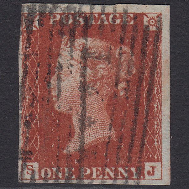 GB QV 1841 1d Deep Red-brown (Plate 53) SG10-B1(4) SJ FU 4 Margins Scotland