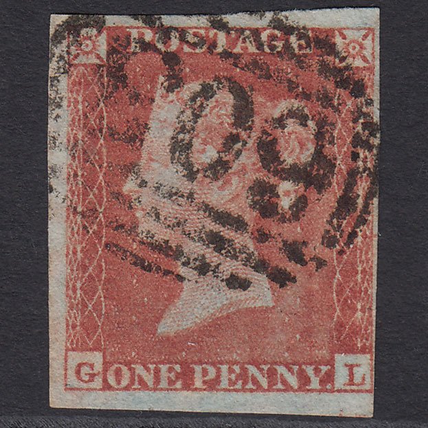 GB QV 1841 1d Red-brown (Plate 156) SG8-B2(1) GL FU 4 Margins Oxford 603
