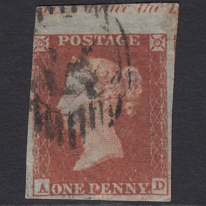 GB QV 1841 1d Red-brown (Plate 107) SG8-B1(1) AD GU London D&S Marginal