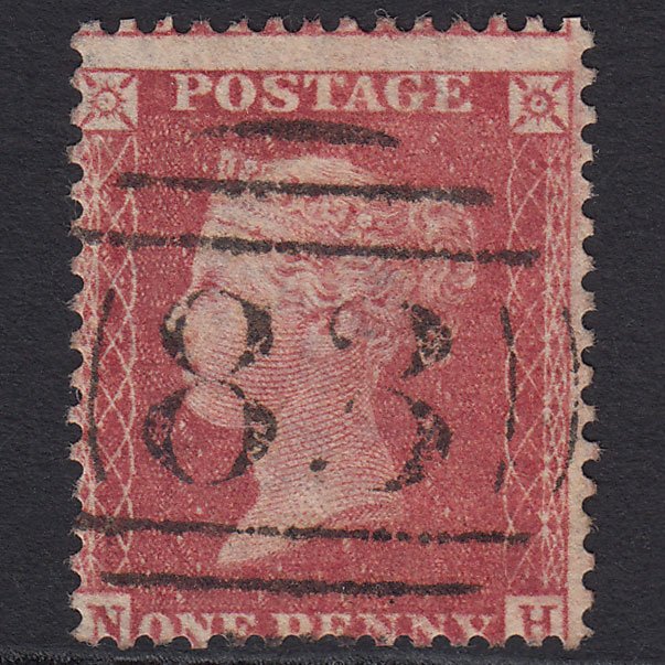 GB QV 1857 1d (Plate 57) SG40-C10(1) NH FU Bishop's Stortford 83 Misperf