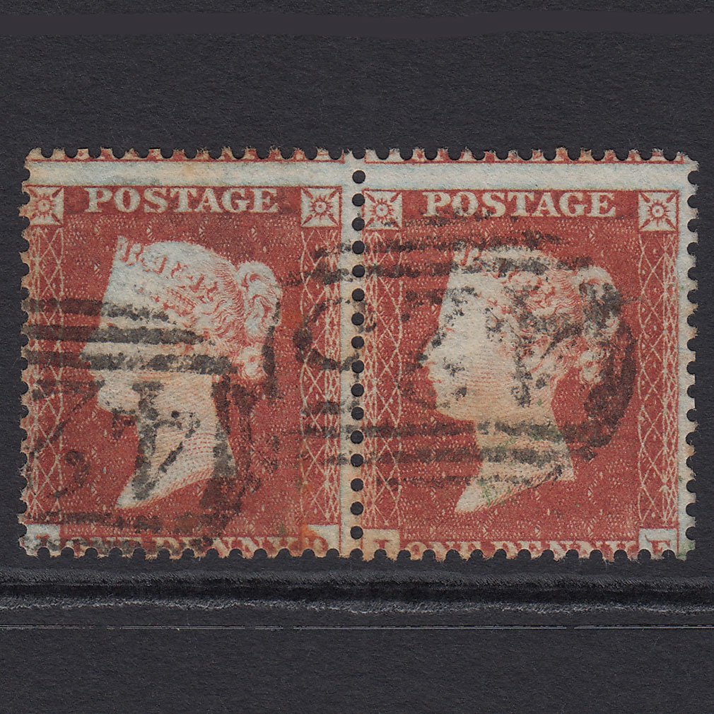 GB QV 1855 1d Red-brown Plate R4 SG22-C2(1) JD-JE GU Pair Knutsford 425