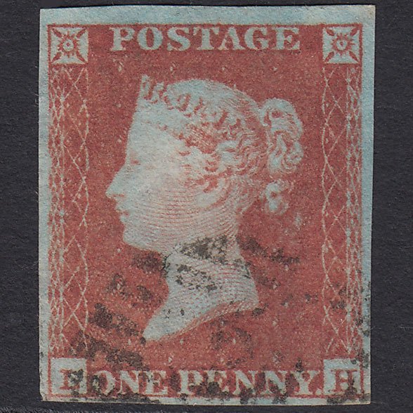 GB QV 1841 1d Very Blued (Plate 93) SG8a-B1(2) LH GU 4M London IS Cancel