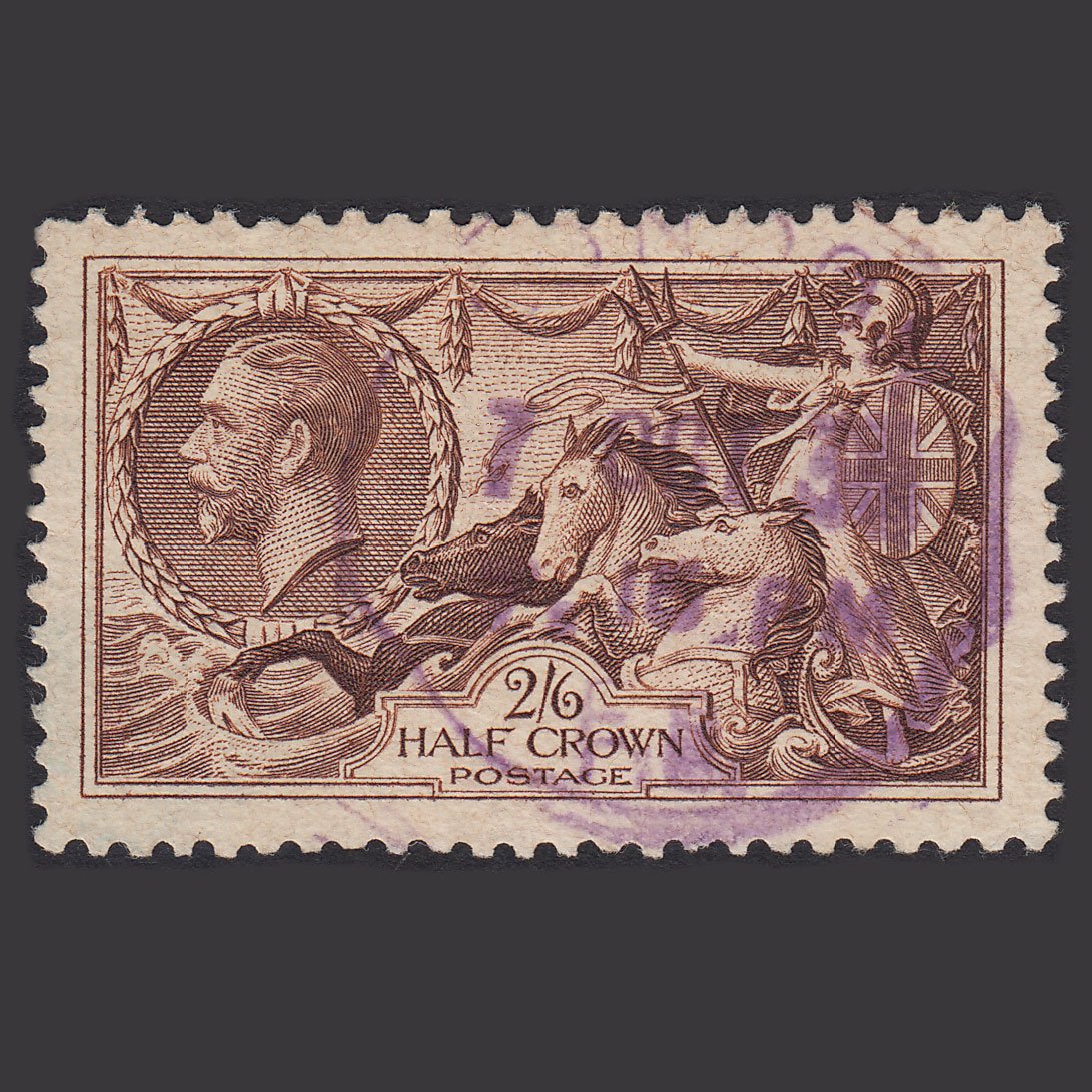 GB Kg5 1934 2/6 Chocolate-brown Seahorses SG450-N73(1) FU PUrple Airmail