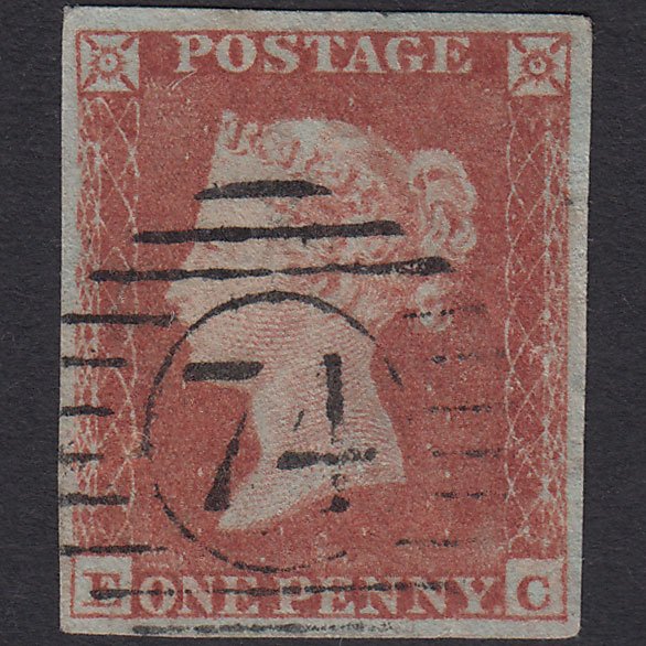 GB QV 1841 1d Red-brown (Plate 156) SG8-B2(1) EC FU 4 Margins London D&S 74