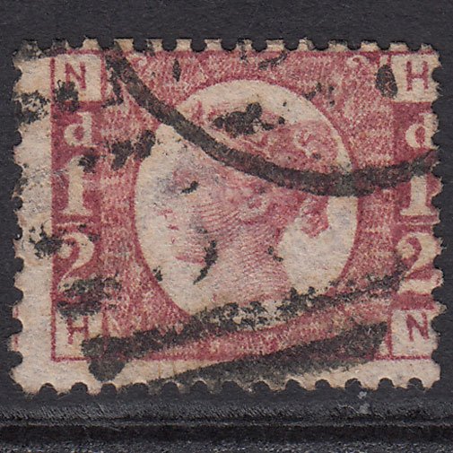 GB QV 1870 1/2d Rose-red Pl 5 SG48-G4 HN FU London D&S Cancel Misperf