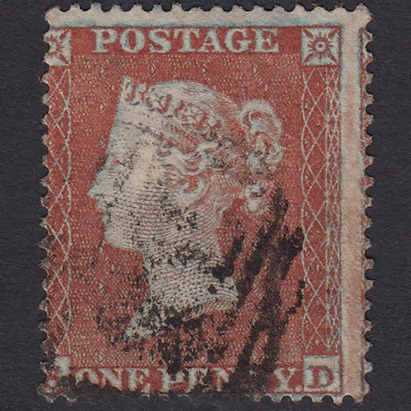 GB QV 1854 1d Red-brown (Plate 199) SG17-C1(1) Framed Reverse SD FU Misperf