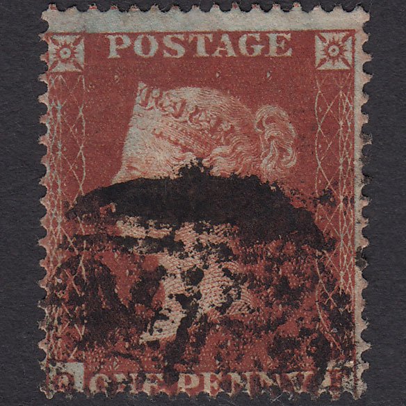 GB QV 1854 1d Red-brown (Plate 198) SG17-C1(1) QF GU Misperf