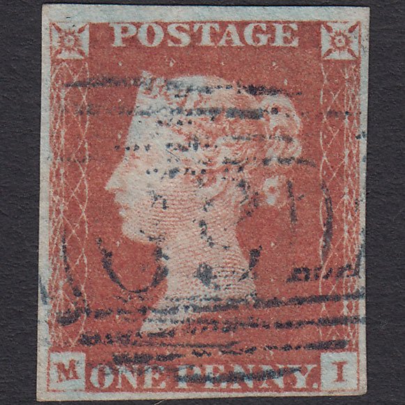 GB QV 1841 1d Red-brown (Plate 84) SG8-B1(1) MI FU 4 Margins Blue Pmk