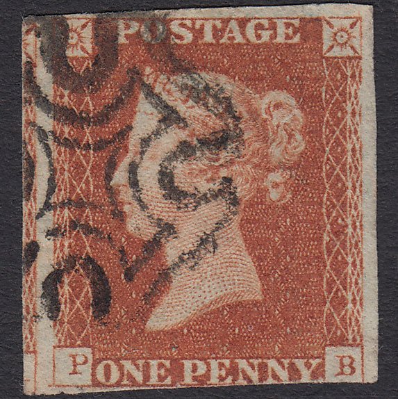GB QV 1841 1d Red-brown (Plate 22) SG8-B1(1) PB FU Missing Imprimatur 3m MX