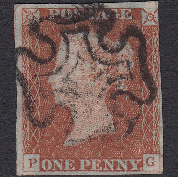 GB QV 1841 1d Red-brown (Plate 27) SG8-B1(1) PG GU 3 Margins Maltese Cross