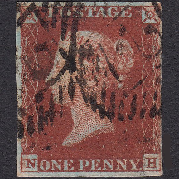 GB QV 1841 1d Deep Red-brown (Plate 62) SG10-B1(4) NH 4 Margins London IS 2