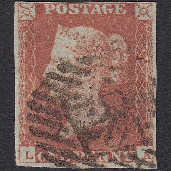 GB QV 1841 1d Red-brown (Plate 81) SG8-B1(1) LA GU 4 Margins London IS 20