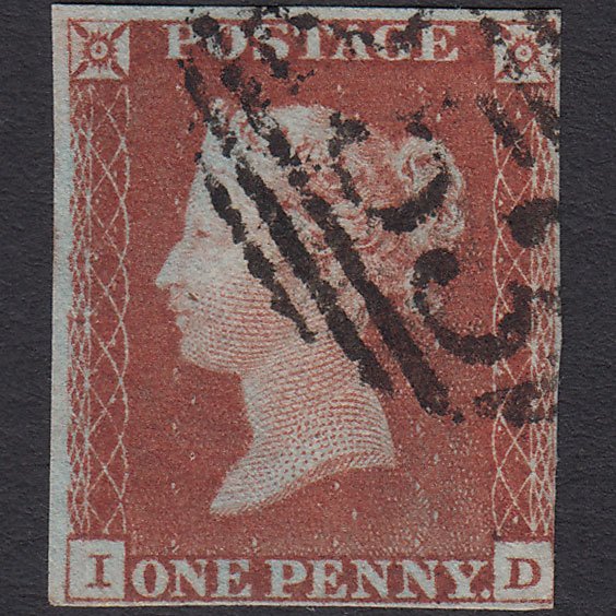GB QV 1841 1d Red-brown (Plate 68) SG8-B1(1) ID FU nr 4 Margins Dewsbury 253