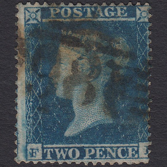GB QV 1854 2d Deep Blue (Plate 4) SG19-F1(1) FI GU Dublin 186