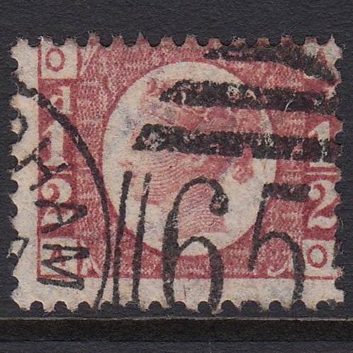 GB QV 1870 1/2d Rose-red (Plate 14) SG48-G4 AO FU Rotherham 655 Misperf