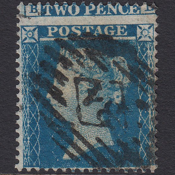 GB QV 1854 2d Pale Blue (Plate 4) SG20-F1(2) CL FU London IS 34 Huge Misperf