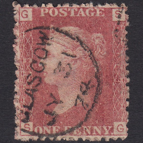 GB QV 1864 1d Rose-red (Plate 163) SG43-G1(1) SG VFU Glasgow 159 CDS Cancel