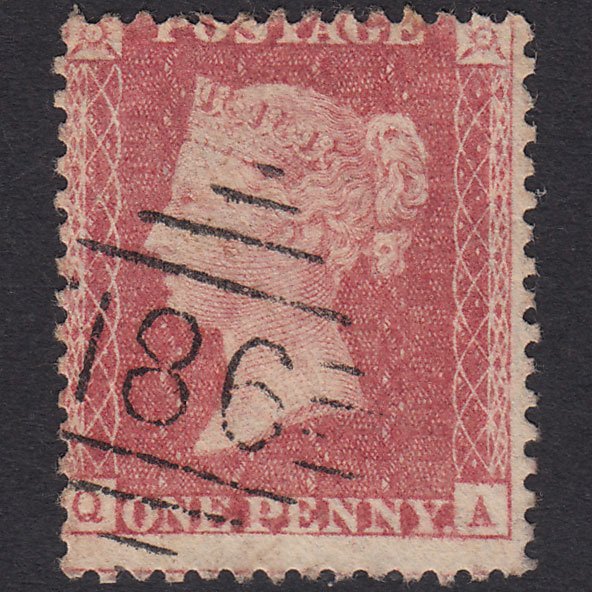 GB QV 1857 1d Rose-red (Plate 59) SG40-C10(1) QA GU Dublin 186 Misperf