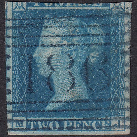 GB QV 1841 2d Blue Plate 3 SG14-E1(2) MJ GU Blue Irvine 186