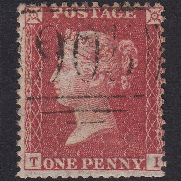 GB QV 1857 1d Rose-Red Plate 58 SG40-C10(1) TI GU Wolverhampton 905