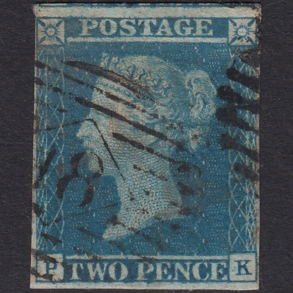 GB QV 1841 2d Blue Plate 3 SG14-E1(2) PK GU 4 Margins London Is 18