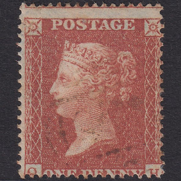 GB QV 1855 1d Red-Brown Plate 1 SG21-C4(1) QH PU Light Cancel Tear