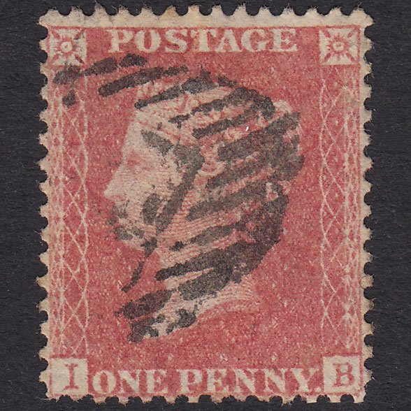 GB QV 1857 1d Rose Transitional Plate 34 SGC9A(2) IB FU London Is Cancel