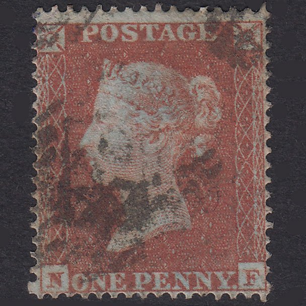 GB QV 1854 1d Red-Brown Plate 177 SG17-C1(1) NF GU London IS Cancel