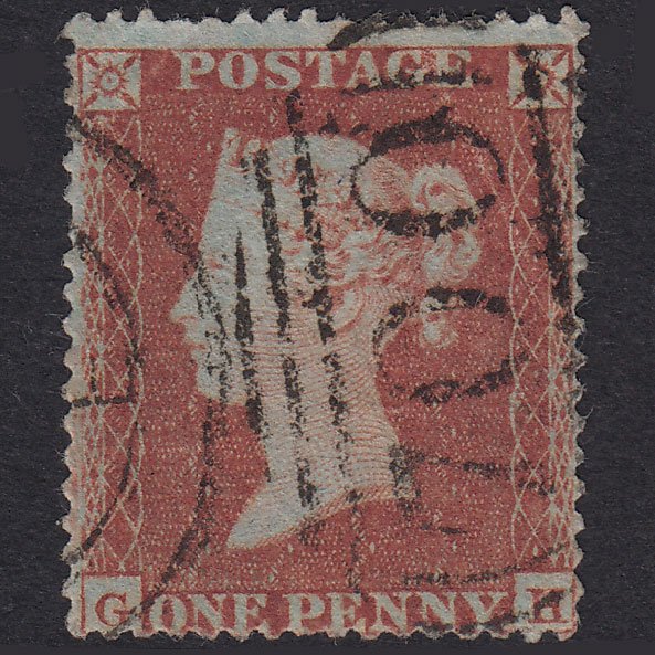 GB QV 1854 1d Red-Brown Plate 198 SG17-C1(1) GH GU Sheffield 700