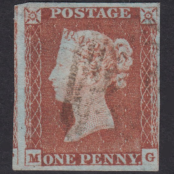 GB QV 1841 1d Red-Brown Plate 65 SG8-B1(1) MG GU 4 Margins Light Cancel
