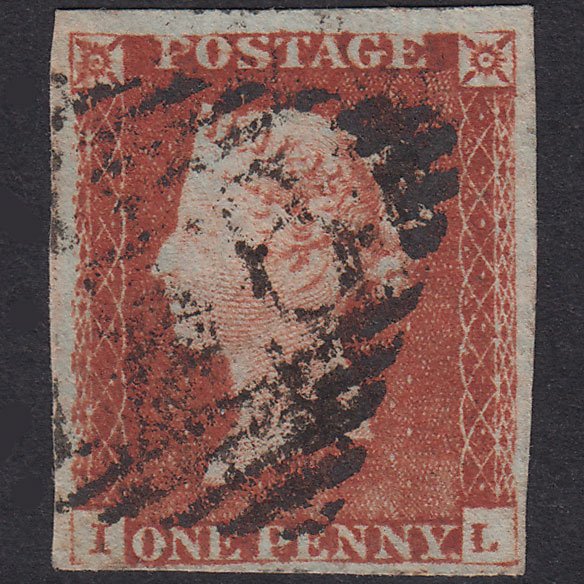 GB QV 1841 1d Red-Brown Plate 63 SG8-B1(1) IL FU 4 Margins Cork 156