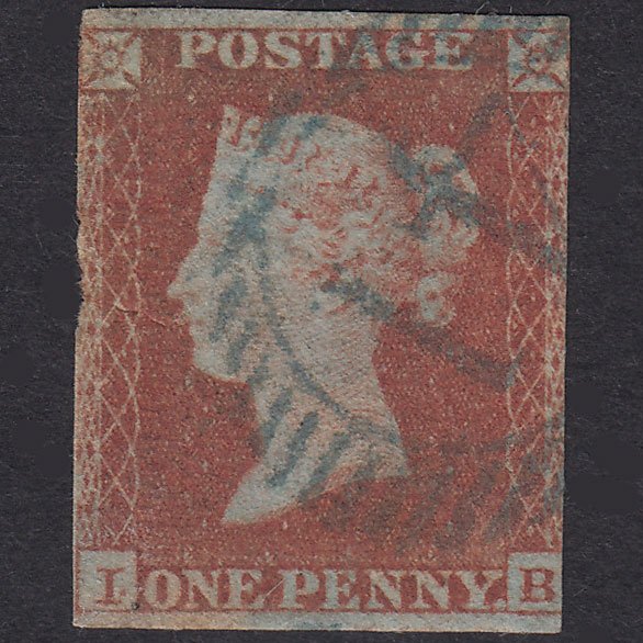 GB QV 1841 1d Red-Brown Plate 172 SG8-B2(1) IB PU Blue London D&S 41