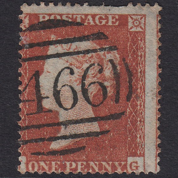 GB QV 1854 1d Red-Brown Plate 185 SG17-C1(1) JG GU Liverpool 466 Spoon